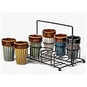 Bodhi House Ceramic Cutting Chai Glasses Set of 6 Piece, 110Ml