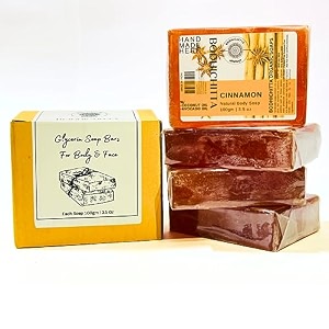 handcrafted cinnamon moisturizing glycerine bathing bar for body amp face set of 4 100gm each