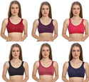 bodica Pack of 6 Women Sports Non Padded Bra (Multicolor)