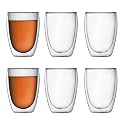 Bodum 12oz Pavina Double Wall Insulated Tumbler, High-Heat Borosilicate Glass, Set of 6, Clear