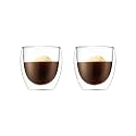 Bodum 8oz Pavina Double Wall Glasses, High Heat Borosilicate Glass, Set of 2, Clear