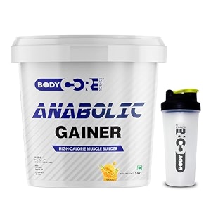 body core science anabolic gainer-5 kg mango powder with shaker  mass gainer  muscle gainer  weight gainer  post workout 