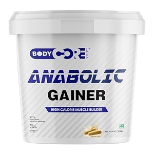 body core science anabolic gainer powder-5 kg kesar pista with shaker  mass gainer  muscle gainer  weight gainer