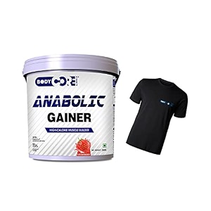 body core science anabolic gainer 5kg  with shaker  with t-shirt vanilla with t-shirt