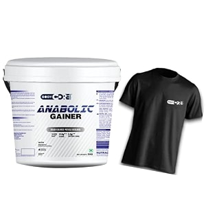 body core science anabolic gainer 5kg  with shaker  with t-shirt butterscotch with t-shirt