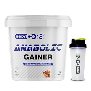 body core science anabolic gainer 5kg  weight gainer  mass gainer  lean gainer  muscle gainer chocolate with shaker