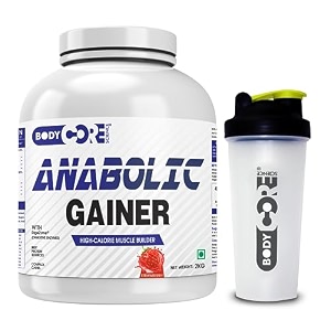 body core science anabolic gainer powder-5 kg strawberry  mass gainer  muscle gainer  weight gainer  post workout 