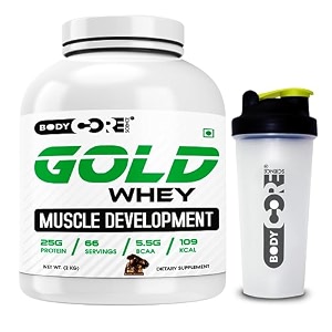 body core science gold whey muscle development-2 kg belgium chocolate po1shaker