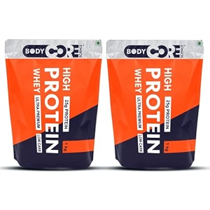 body core science high whey protein ultra premium 1kg chocolate pack of 2  whey protein  high whey protein
