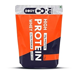 body core science high whey protein ultra premium -1kg pack of 1 kesar pista  whey protein  protein powder  25g protein per serving  bcs supplement