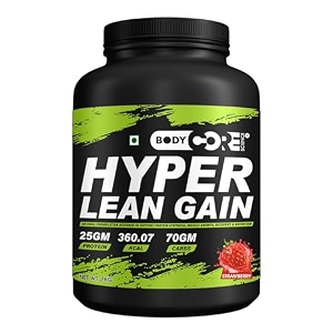 body core science hyper lean gainer- 3 kg  weight gainer  mass gainer  lean gainer strawberry po1