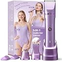 Body Hair Trimmer for Women Electric Body Shaver for Back Chest Armpit Legs Pubic Hair, USB Rechargeable, IP7X Waterproof for Wet and Dry Use,Replaceable Snap-in Ceramic Blades