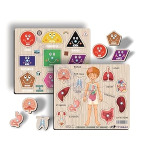 body parts shapes amp colors wooden peg puzzle combo for kids  montessori early learning boards  educational wooden toy for toddlers amp preschoolers