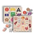 Body Parts, Shapes &amp; Colors Wooden Peg Puzzle Combo for Kids | Montessori Early Learning Boards | Educational Wooden Toy for Toddlers &amp; Preschoolers