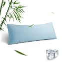 Body Pillowcase, Cooling Viscose from Bamboo Pillow Cover with Zipper Closure, Soft Moisture-Wicking for Hot Sleepers, Hair and Skin-Friendly, Aqua Blue, 1 Pack