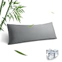 Body Pillowcase, Cooling Viscose from Bamboo Pillow Cover with Zipper Closure, Soft Moisture-Wicking for Hot Sleepers, Hair and Skin-Friendly, Light Grey, 1 Pack