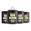 Body Prescriptions Men’s Exfoliating Body Scrub – Ultimate Skin Cleansing Wash in Jar with Twist-Top Lid, For All Skin Types, 21 Ounce (Pack of 4), Cedarwood