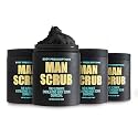 Body Prescriptions Men’s Exfoliating Body Scrub – Ultimate Skin Cleansing Wash in Jar with Twist-Top Lid, For All Skin Types, 21 Ounce (Pack of 4), Charcoal