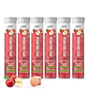 the body reserve apple cider vinegar 120 effervescent tablets acv with the mother for weight loss and management with vitamin b6 amp b12 pack of 6 apple flavour