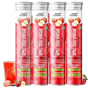 the body reserve apple cider vinegar 80 effervescent tablets acv with the mother for weight loss and management with vitamin b6 amp b12 pack of 4 apple flavour