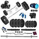 Bodyfit (16kg-100Kg) Weight Plates Home Gym Dumbell Set,Gym Bag,Fitness Exercise Gym Set kit. (16 Kg Plate Set), Polyvinyl Chloride (PVC);Alloy Steel, Black