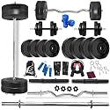 BodyFit 60Kg Weight Plates, 5Ft Rod, 3Ft Curl Rod, 2D Rods Home Gym Dumbbell Set