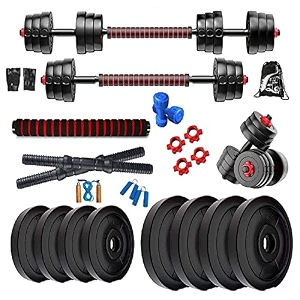 bodyfit adjustable dumbbell set combo kit gym set strength training set with weight plates 12kg gym set