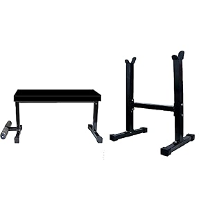 bodyfit fitness flat weight bench press with biceps stand - 260 kg capacity utility exercise bench set home gym leg flat  stand