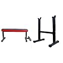 Bodyfit Fitness Flat Weight Bench Press with Biceps Stand - 260 kg Capacity Utility Exercise Bench Set Home Gym. (Leg Dual Flat + Stand)