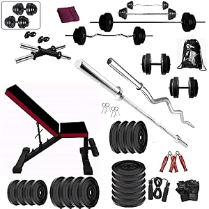 bodyfit home gym set home gym equipment combo3 ft curl 5 ft plain rod n 1 pair dumbbell rods adjustable gym bench fitness bench home gym equipments for men gym accessories 24kg combo
