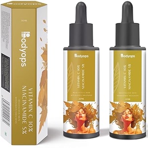 10 vitamin c and 5 niacinamide face serum for clear glowing skin  reduces dullness and dark spots  hydrates amp repairs skin with vit b3  for men amp women - 30ml pack of 2