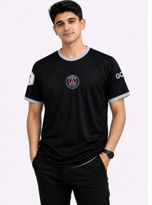 Bodysports.co Men Printed Round Neck Polyester Black