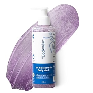 be bodywise 5 niacinamide brightening body wash  hydrates amp deep cleanses skin  for glowing amp hydrated skin  with aloe vera vitamin b3 amp e  for all skin types  250ml