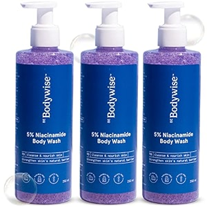 be bodywise 5 niacinamide body wash with aloe vera extract pack of 3 for intense hydration deep cleansing amp glowing skin for all skin types 750ml