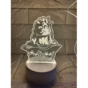 adiyogi 3d night led light lamp with stand base  3d engraved acrylic lamp for bedroom decor birthday gift  size approx 20 cm  no onoff switch only a cable included