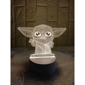 gifts- baby yoda 3d lamp night led light lamp with stand base  3d lamp acrylic lamp for bedroom decor birthday gift  size approx 20 cm  no onoff switch only a cable included
