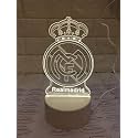 Realmadridd 3D Night LED Light Lamp with Stand Base | 3D Engraved Acrylic Lamp for Bedroom Decor, Birthday Gift | Size Approx 20 cm | No on/Off Switch, only a Cable Included.