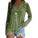 BOFETA Women St Patricks Day Sweatshirts Loose Long Sleeve Shirts Green Shamrock Print Blouse Flowy Color Block Pullover Tops