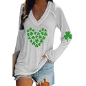 BOFETA Women St Patricks Day Sweatshirts Loose Long Sleeve Shirts Green Shamrock Print Blouse Flowy Color Block Pullover Tops