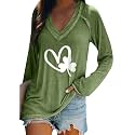 BOFETA Women St Patricks Day Sweatshirts Loose Long Sleeve Shirts Green Shamrock Print Blouse Flowy Color Block Pullover Tops