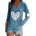 BOFETA Women St Patricks Day Sweatshirts Loose Long Sleeve Shirts Green Shamrock Print Blouse Flowy Color Block Pullover Tops