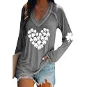 BOFETA Women St Patricks Day Sweatshirts Loose Long Sleeve Shirts Green Shamrock Print Blouse Flowy Color Block Pullover Tops