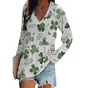 BOFETA Women St Patricks Day Sweatshirts Loose Long Sleeve Shirts Green Shamrock Print Blouse Flowy Color Block Pullover Tops