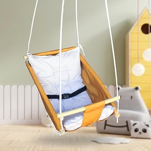 baby swing for infants and toddler newborn baby sleeping chair hammock indoor and outdoor wooden hanging seat chair for baby up to 2 years gold
