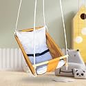 Baby Swing for Infants and Toddler, Newborn Baby Sleeping Chair Hammock Indoor and Outdoor, Wooden Hanging Seat Chair for Baby up to 2 Years (Gold)