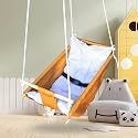 Baby Swing for Infants and Toddler, Newborn Baby Sleeping Chair Hammock Indoor and Outdoor, Wooden Hanging Seat Chair for Baby up to 2 Years (D.Gold)