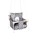 Baby Swing Hanging Indoor Outdoor, Wooden Swing, Baby Garden Swing, Jhula with 2 Pillow (Grey Dog)