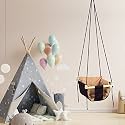 Swing | Baby Swing Hanging Indoor Outdoor | Jhula for Baby | Baby Garden Swing | Jhula for Childrens| (6 Months to 3 Years) (Up to 25 kg) (Black CHIKU)