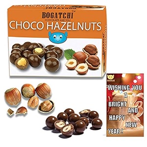 bogatchi chocolate coated hazelnut new year special rich dry fruit collection gift 100g  free happy new year card