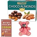 BOGATCHI Complete Rakhi Gift Hamper for Sister, Chocolate Coated Almonds, 200g + Free Rakhi Greeting Card + Free Teddy